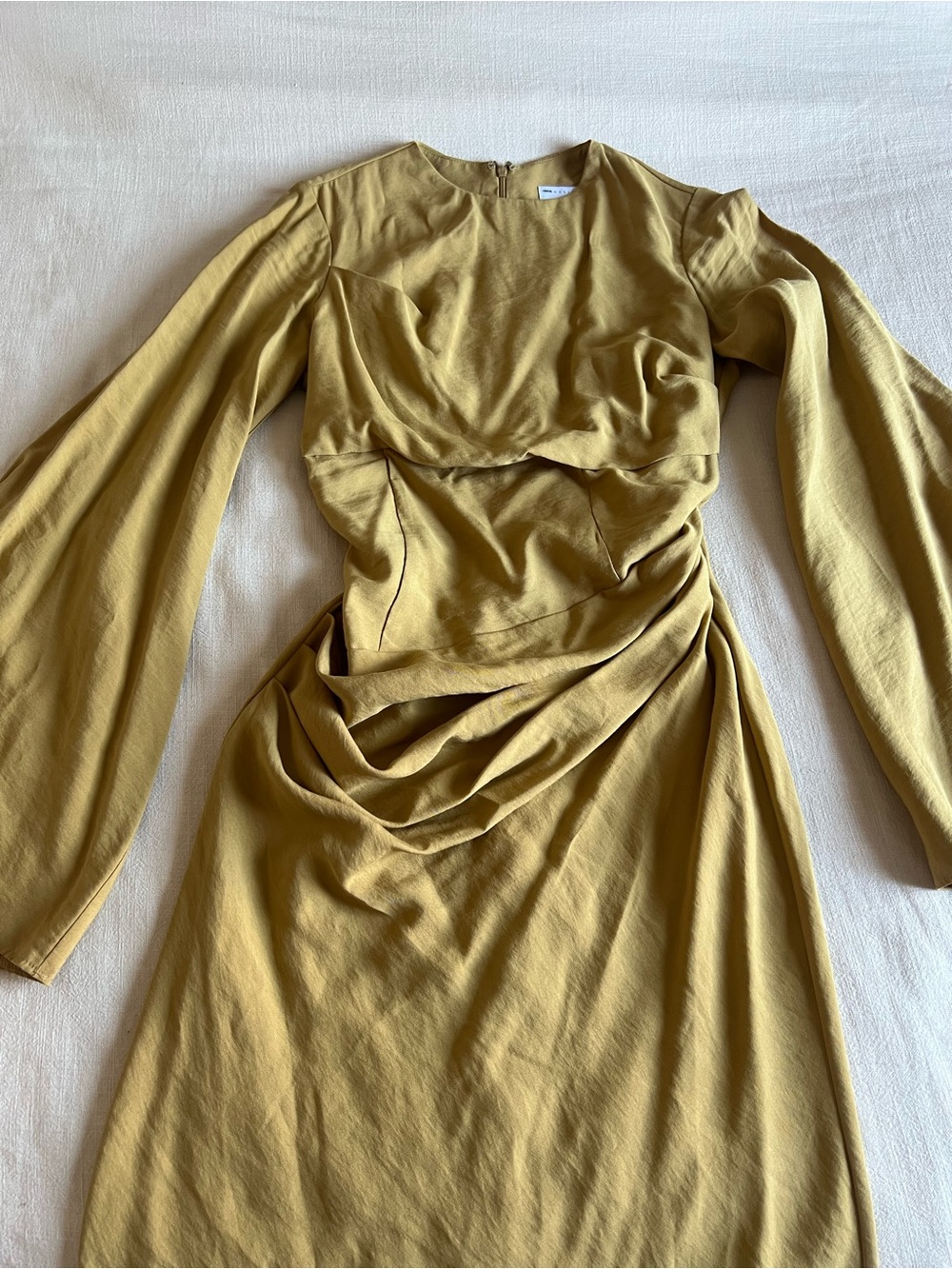 ASOS Soft Gold Ruched Maxi Dress - Picture 3 of 7